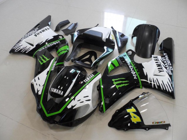00-01 Black White Green Monster YZF R1 Motorcycle Fairings 00-01 Black White Green Monster YZF R1 Motorcycle Fairings