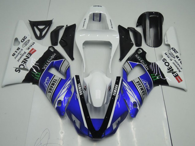 00-01 Blue White ENEOS Monster YZF R1 Motorcycle Fairings 00-01 Blue White ENEOS Monster YZF R1 Motorcycle Fairings