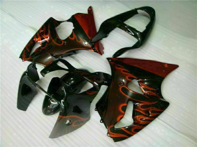 00-02 Black Red Flame ZX6R Motorcycle Fairings