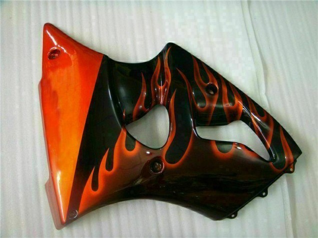 00-02 Black Red Flame ZX6R Motorcycle Fairings