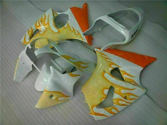 00-02 White Yellow Flame ZX6R Motorcycle Fairings 00-02 White Yellow Flame ZX6R Motorcycle Fairings