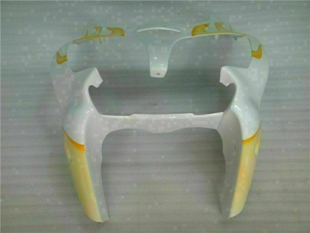 00-02 White Yellow Flame ZX6R Motorcycle Fairings 00-02 White Yellow Flame ZX6R Motorcycle Fairings