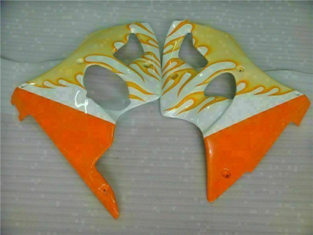 00-02 White Yellow Flame ZX6R Motorcycle Fairings 00-02 White Yellow Flame ZX6R Motorcycle Fairings