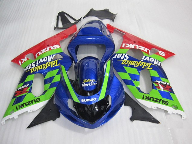 01-03 Blue Green Red Telefumia Movistar GSXR 600 Motorcycle Fairings 01-03 Blue Green Red Telefumia Movistar GSXR 600 Motorcycle Fairings