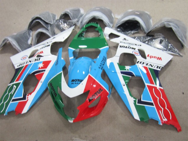 01-03 Blue Green White Motul GSXR 600 Motorcycle Fairings 01-03 Blue Green White Motul GSXR 600 Motorcycle Fairings