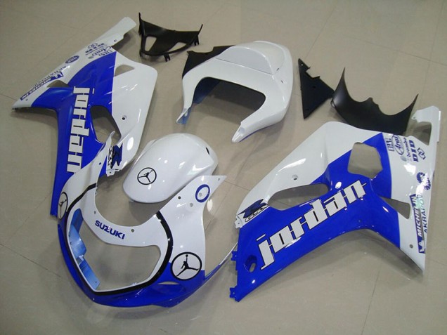 01-03 Blue White Jordan GSXR 750 Motorcycle Fairings 01-03 Blue White Jordan GSXR 750 Motorcycle Fairings