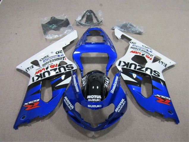 01-03 Blue White Motul GSXR 600 Motorcycle Fairing 01-03 Blue White Motul GSXR 600 Motorcycle Fairing