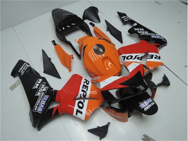 03-04 Orange Red Black Repsol CBR600RR Motorcycle Fairings 03-04 Orange Red Black Repsol CBR600RR Motorcycle Fairings