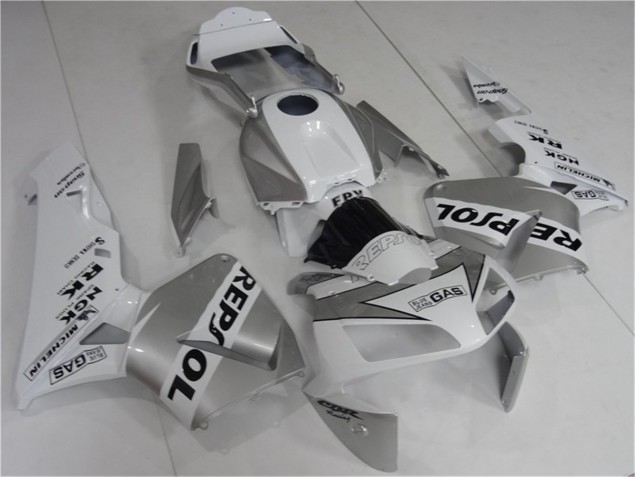 03-04 Silver White Black Repsol CBR600RR Motorcycle Fairing 03-04 Silver White Black Repsol CBR600RR Motorcycle Fairing