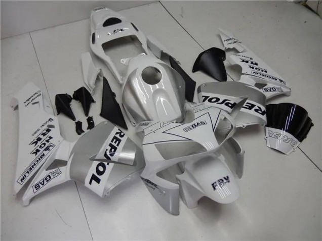 03-04 Silver White Black Repsol CBR600RR Motorcycle Fairings 03-04 Silver White Black Repsol CBR600RR Motorcycle Fairings