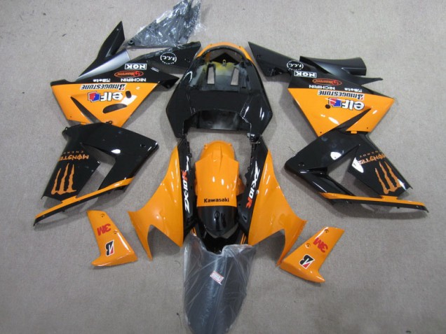 03-05 Black Orange 3M Monster ZX10R Motorcycle Fairings 03-05 Black Orange 3M Monster ZX10R Motorcycle Fairings
