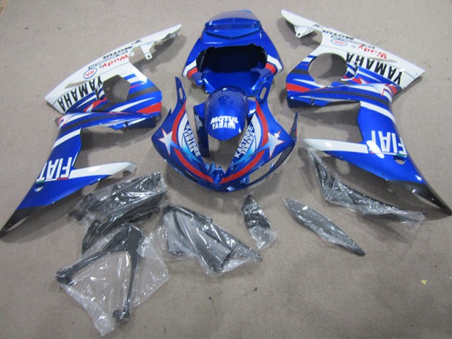 03-05 Blue White Motul Fiat YZF R6 Motorcycle Fairing