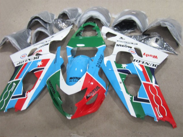 04-05 Blue Green Red Motul GSXR 600 Motorcycle Fairings 04-05 Blue Green Red Motul GSXR 600 Motorcycle Fairings