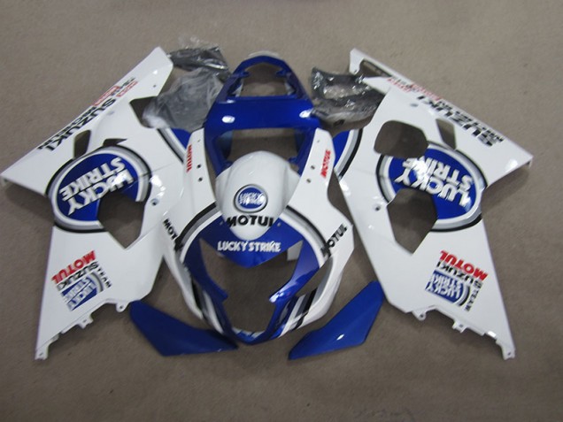 04-05 Blue White Lucky Strike Motul GSXR 600 Motorcycle Fairings 04-05 Blue White Lucky Strike Motul GSXR 600 Motorcycle Fairings