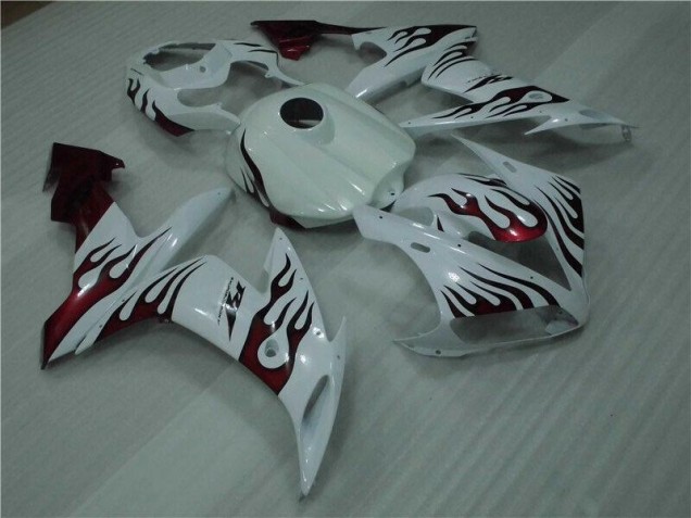 04-06 White Red Flame YZF R1 Motorcycle Fairings