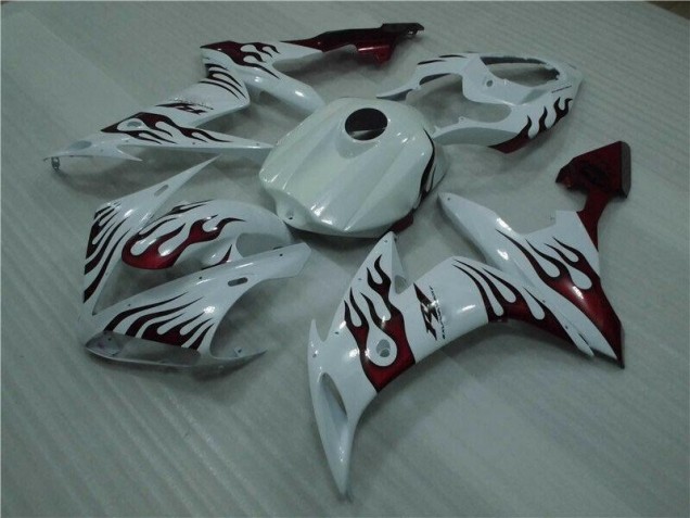 04-06 White Red Flame YZF R1 Motorcycle Fairings