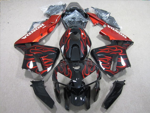 05-06 Black Red Flame CBR600RR Motorcycle Fairings 05-06 Black Red Flame CBR600RR Motorcycle Fairings