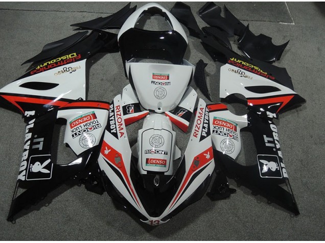 05-06 White Black Rizoma Playboy ZX6R Motorcycle Fairing 05-06 White Black Rizoma Playboy ZX6R Motorcycle Fairing