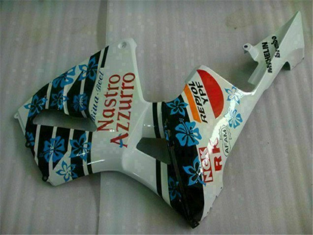 05-06 White Blue Nastro Azzurro 46 CBR600RR Motorcycle Fairing 05-06 White Blue Nastro Azzurro 46 CBR600RR Motorcycle Fairing