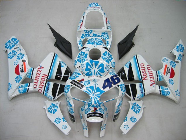 05-06 White Blue Nastro Azzurro 46 CBR600RR Motorcycle Fairings 05-06 White Blue Nastro Azzurro 46 CBR600RR Motorcycle Fairings