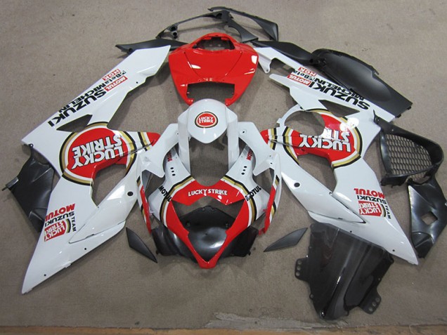 05-06 White Lucky Strike Red Motul GSXR 1000 Motorcycle Fairing 05-06 White Lucky Strike Red Motul GSXR 1000 Motorcycle Fairing