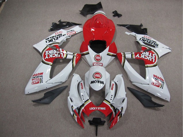 05-06 White Lucky Strike Red Motul GSXR 1000 Motorcycle Fairings 05-06 White Lucky Strike Red Motul GSXR 1000 Motorcycle Fairings