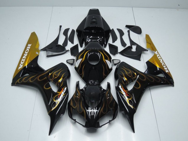 06-07 Black Gold Flame CBR1000RR Motorcycle Fairings