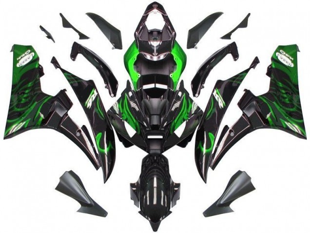 06-07 Black Green Flame YZF R6 Motorcycle Fairings