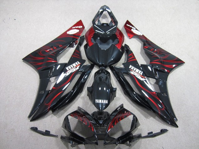 06-07 Black Red Flame YZF R6 Motorcycle Fairing 06-07 Black Red Flame YZF R6 Motorcycle Fairing