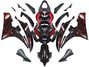 06-07 Black Red Flame YZF R6 Motorcycle Fairings