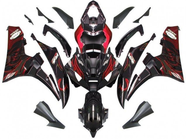 06-07 Black Red Flame YZF R6 Motorcycle Fairings