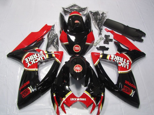 06-07 Black Red Lucky Strike Motul GSXR 600 Motorcycle Fairings 06-07 Black Red Lucky Strike Motul GSXR 600 Motorcycle Fairings