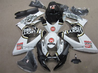 06-07 Black White Lucky Strike Motul GSXR 600 Motorcycle Fairings