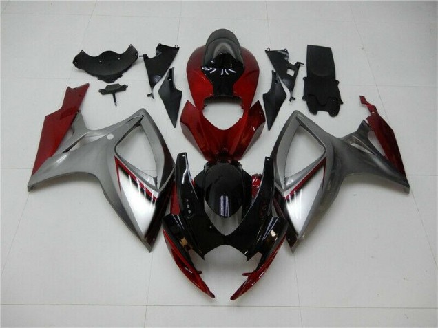 06-07 Red Silver GSXR 600/750 Motorcycle Fairings 06-07 Red Silver GSXR 600/750 Motorcycle Fairings