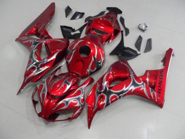 06-07 Red with Black Grey Flame CBR1000RR Motorcycle Fairings 06-07 Red with Black Grey Flame CBR1000RR Motorcycle Fairings