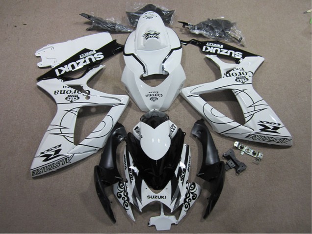 06-07 White Black Corona Extra GSXR 600 Motorcycle Fairings 06-07 White Black Corona Extra GSXR 600 Motorcycle Fairings