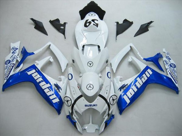 06-07 White Blue Jordan GSXR 600 Motorcycle Fairings 06-07 White Blue Jordan GSXR 600 Motorcycle Fairings