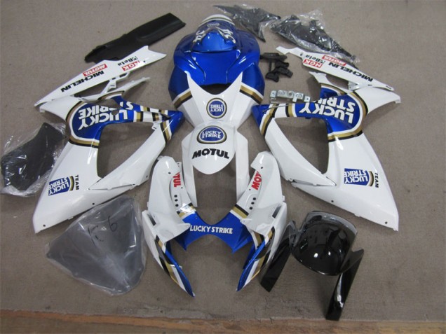 06-07 White Blue Lucky Strike Motul GSXR 600 Motorcycle Fairings 06-07 White Blue Lucky Strike Motul GSXR 600 Motorcycle Fairings