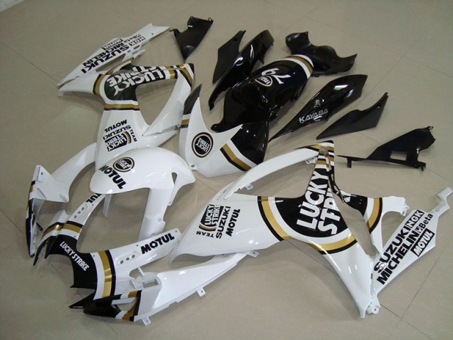 06-07 White Lucky Strike Black Motul GSXR 750 Motorcycle Fairings 06-07 White Lucky Strike Black Motul GSXR 750 Motorcycle Fairings
