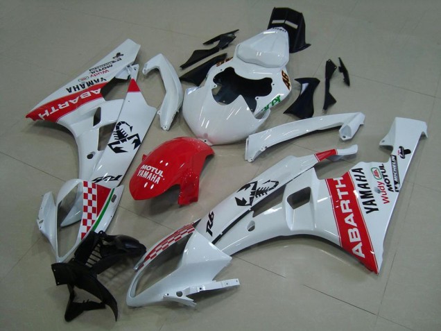 06-07 White Red Abarth YZF R6 Motorcycle Fairings 06-07 White Red Abarth YZF R6 Motorcycle Fairings