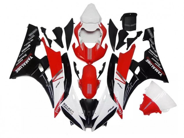 06-07 White Red Black YZF R6 Motorcycle Fairing 06-07 White Red Black YZF R6 Motorcycle Fairing