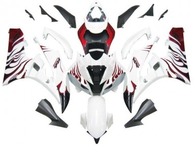 06-07 White Red Flame YZF R6 Motorcycle Fairings