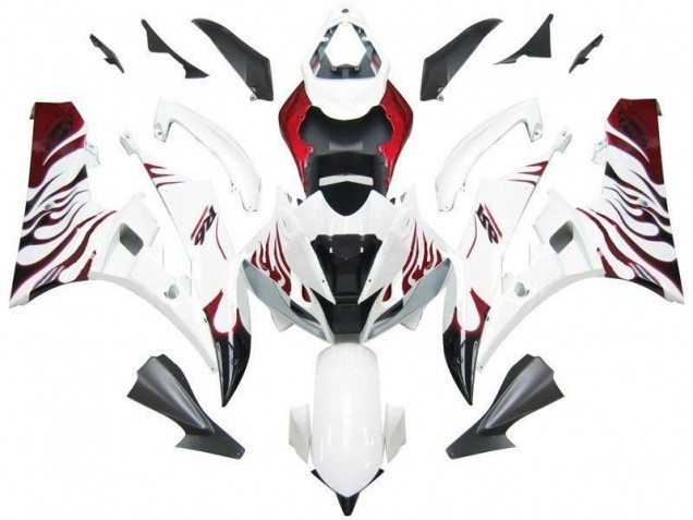 06-07 White Red Flame YZF R6 Motorcycle Fairings 06-07 White Red Flame YZF R6 Motorcycle Fairings