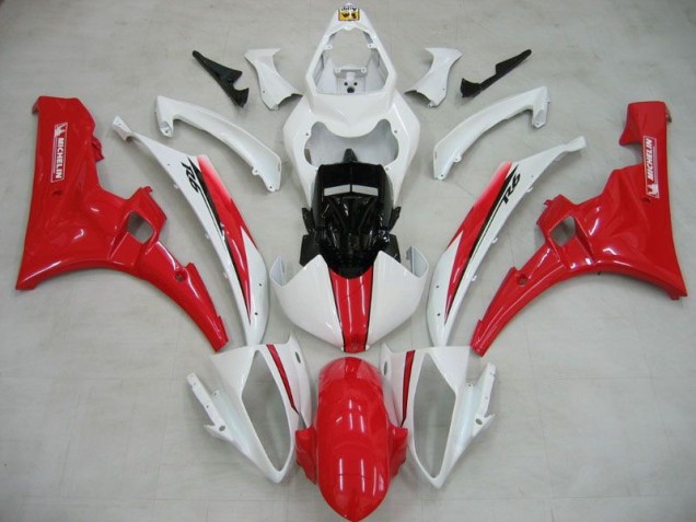 06-07 White Red Michelin YZF R6 Motorcycle Fairings