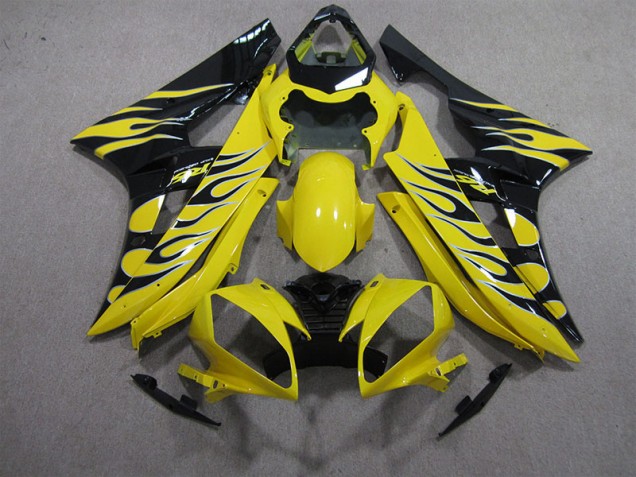 06-07 Yellow Black Flame YZF R6 Motorcycle Fairings 06-07 Yellow Black Flame YZF R6 Motorcycle Fairings