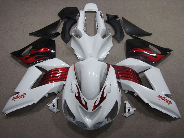06-11 White Red Ninja ZX14R ZZR1400 Motorcycle Fairings 06-11 White Red Ninja ZX14R ZZR1400 Motorcycle Fairings