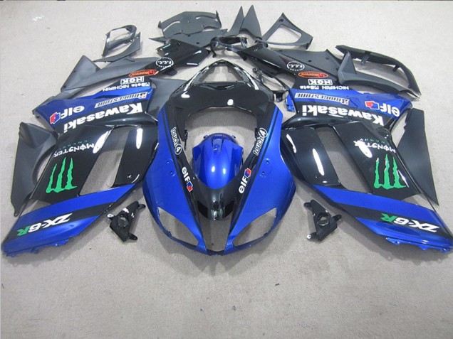 07-08 Black Blue Monster ZX6R Motorcycle Fairings 07-08 Black Blue Monster ZX6R Motorcycle Fairings