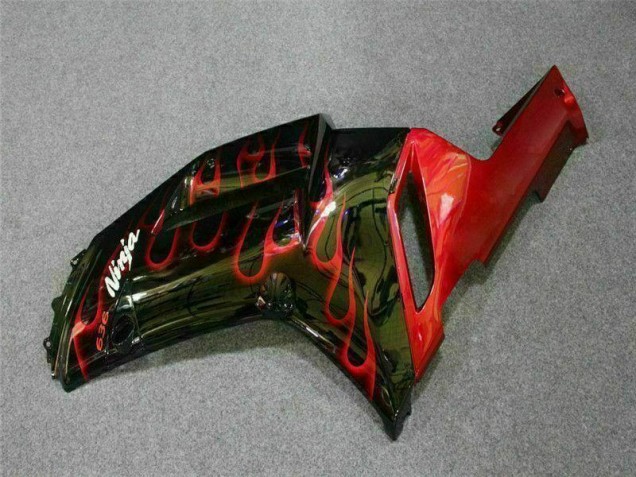 07-08 Black Red Flame ZX6R Motorcycle Fairings