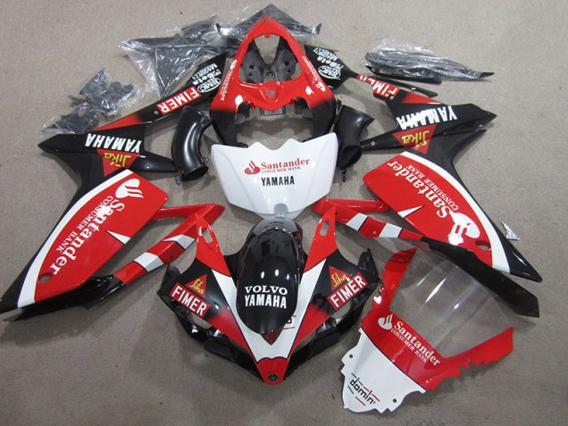 07-08 Black Red White Santander YZF R1 Motorcycle Fairings