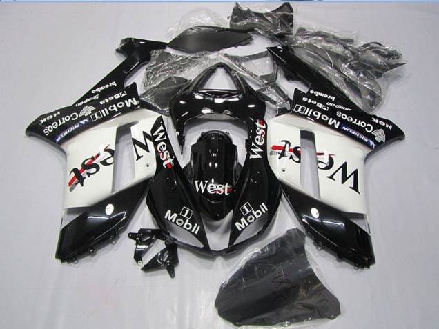 07-08 Black West Mobil ZX6R Motorcycle Fairings 07-08 Black West Mobil ZX6R Motorcycle Fairings
